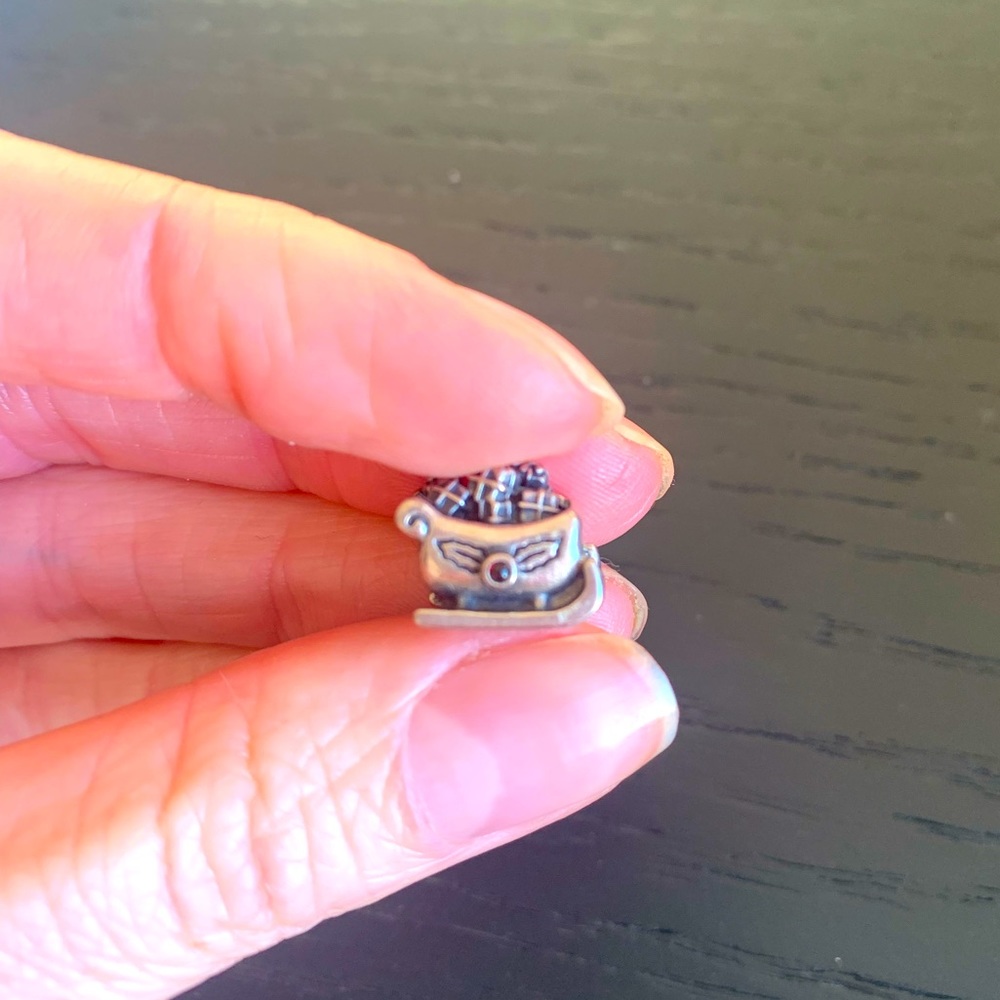 Rare Christmas sleigh silver bead for Pandora bracelet